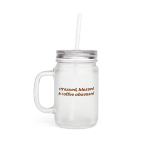 Mason Jar - Clear Glass Mug with Straw