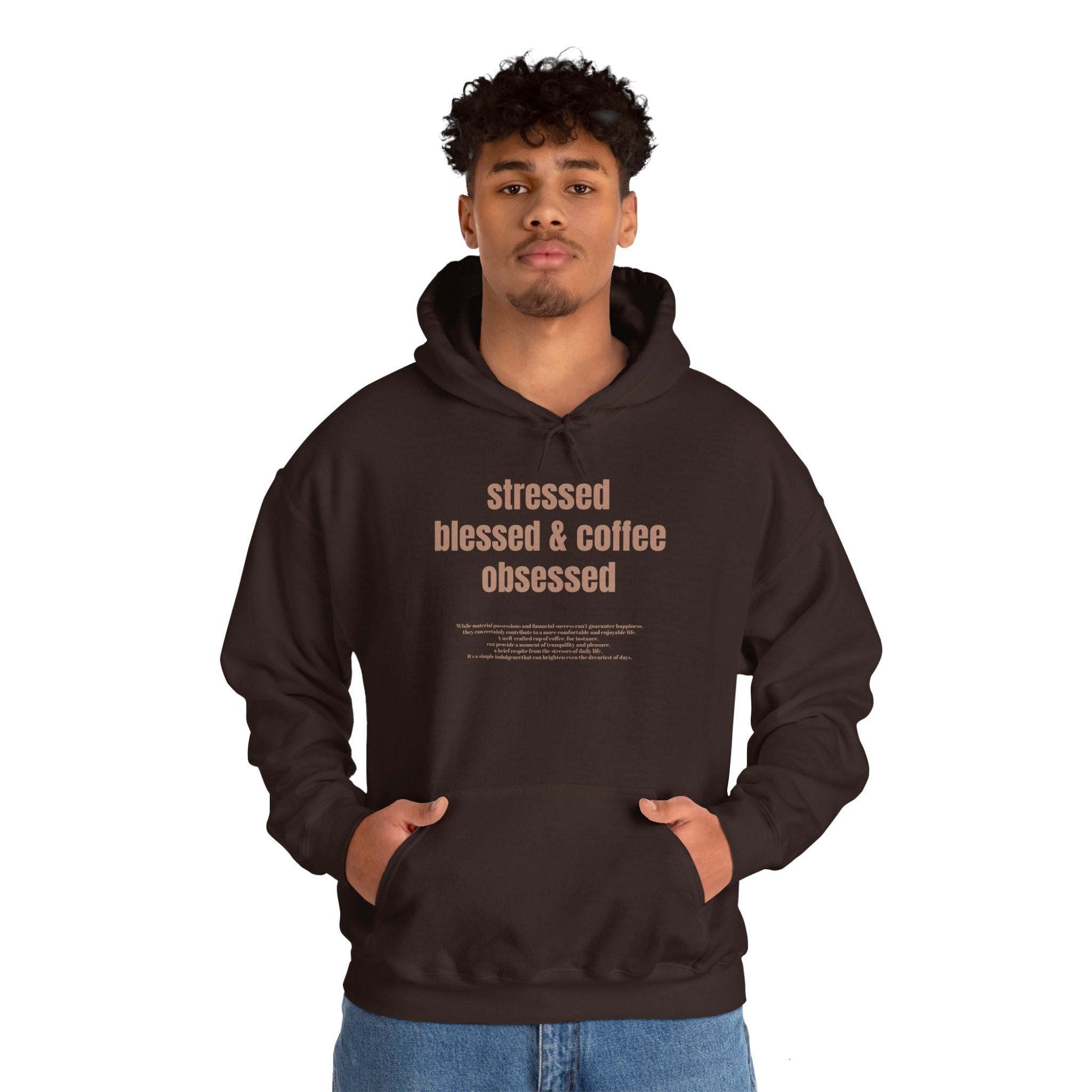 Stressed Blessed & Coffee Obsessed Hooded Sweatshirt - Unisex Heavy Blend™